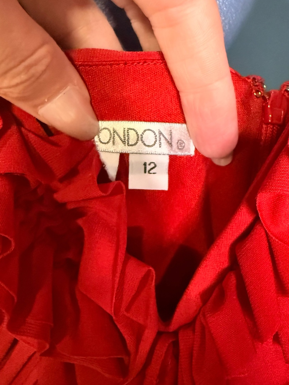 Red Ruffled V-Neck Dress - Picture 3 of 4